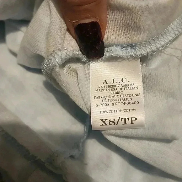 A.L.C KARLIE PUFF SLEEVE SPOTTED LEOPARD BABY BLUE TOP SIZE XS - Picture 5 of 6